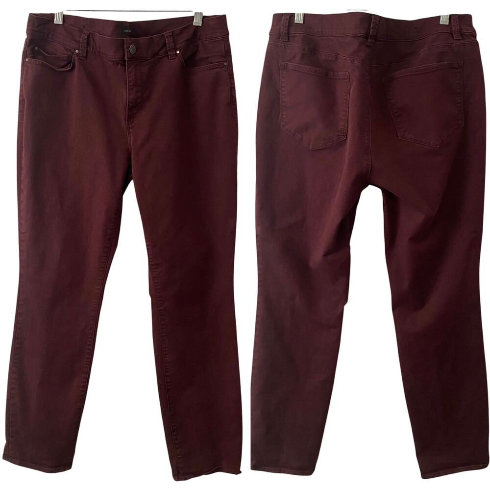ANN TAYLOR The Skinny Modern Fit Jeans Burgundy Size 14 Stretch Business Casual